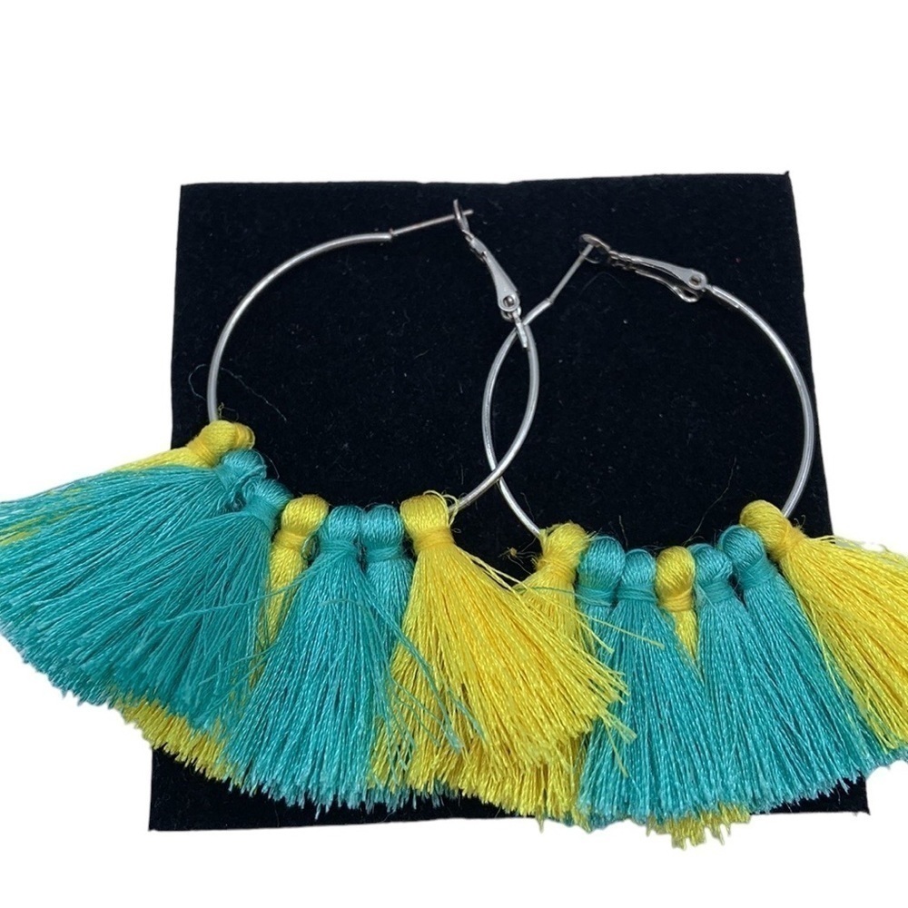 Boho Tassel Yellow & Turquoise Earrings New with tags!